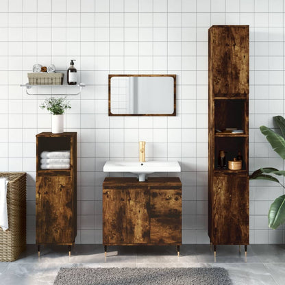 Bathroom Cabinet Smoked Oak 65x33x60 cm Engineered Wood