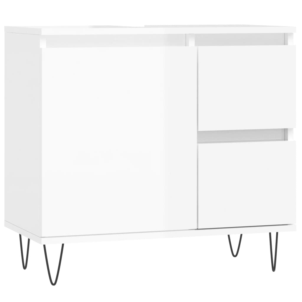 Bathroom Cabinet High Gloss White 65x33x60 cm Engineered Wood