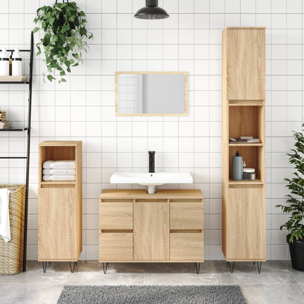 Bathroom Cabinet Sonoma Oak 80x33x60 cm Engineered Wood