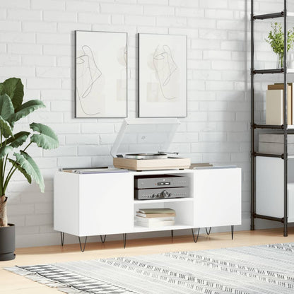 Record Cabinet White 121x38x48 cm Engineered Wood