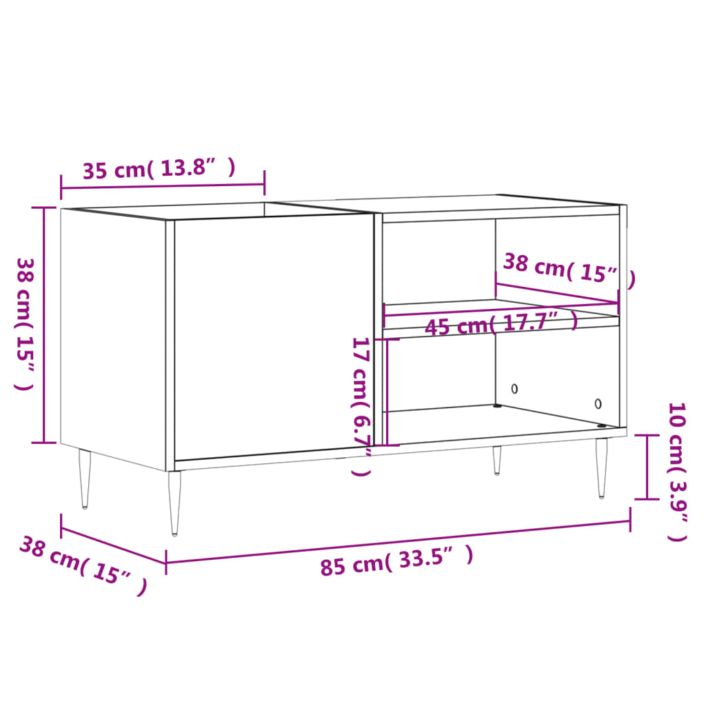 Record Cabinet Concrete Grey 85x38x48 cm Engineered Wood