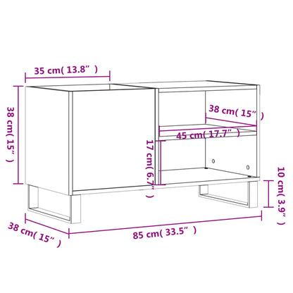 Record Cabinet White 85x38x48 cm Engineered Wood