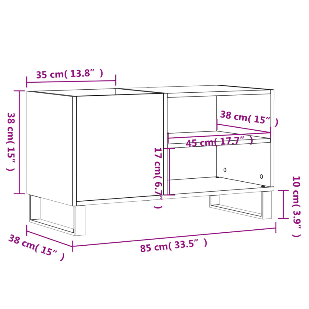 Record Cabinet Sonoma Oak 85x38x48 cm Engineered Wood