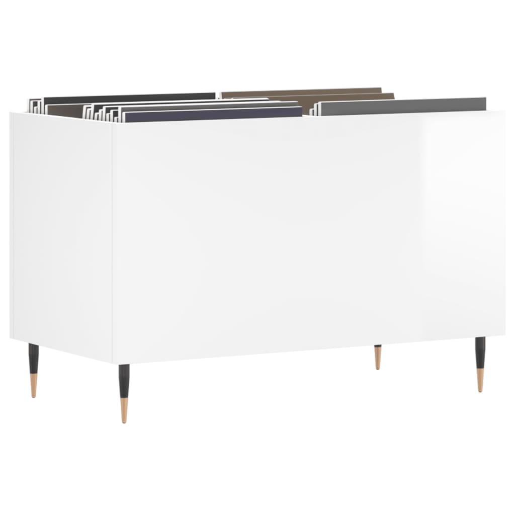 Record Cabinet High Gloss White 74.5x38x48 cm Engineered Wood