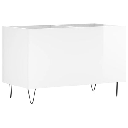 Record Cabinet High Gloss White 74.5x38x48 cm Engineered Wood