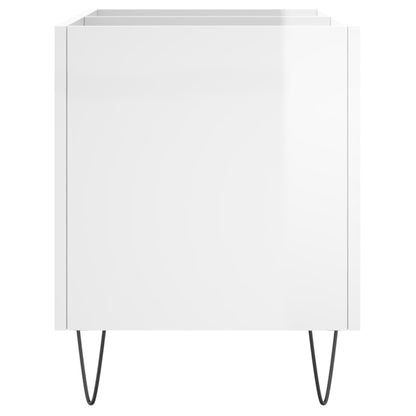 Record Cabinet High Gloss White 74.5x38x48 cm Engineered Wood