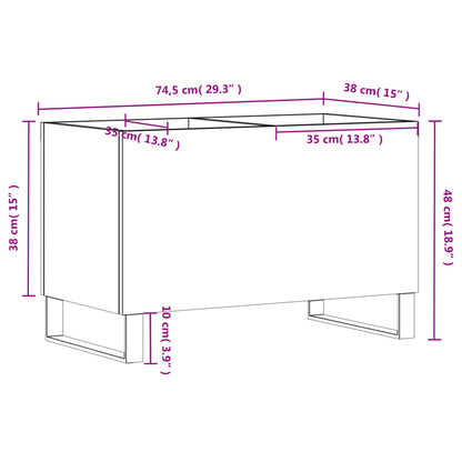 Record Cabinet Black 74.5x38x48 cm Engineered Wood