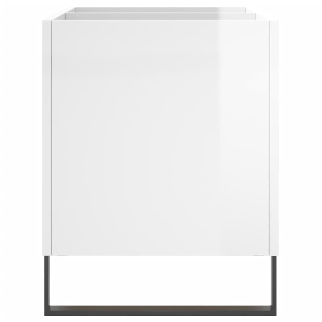 Record Cabinet High Gloss White 74.5x38x48 cm Engineered Wood