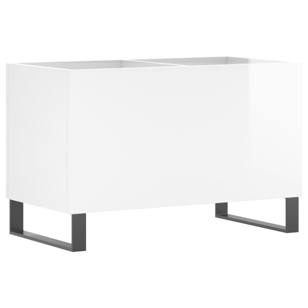 Record Cabinet High Gloss White 74.5x38x48 cm Engineered Wood