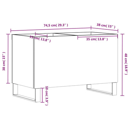 Record Cabinet High Gloss White 74.5x38x48 cm Engineered Wood