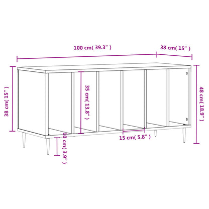 Record Cabinet Grey Sonoma 100x38x48 cm Engineered Wood