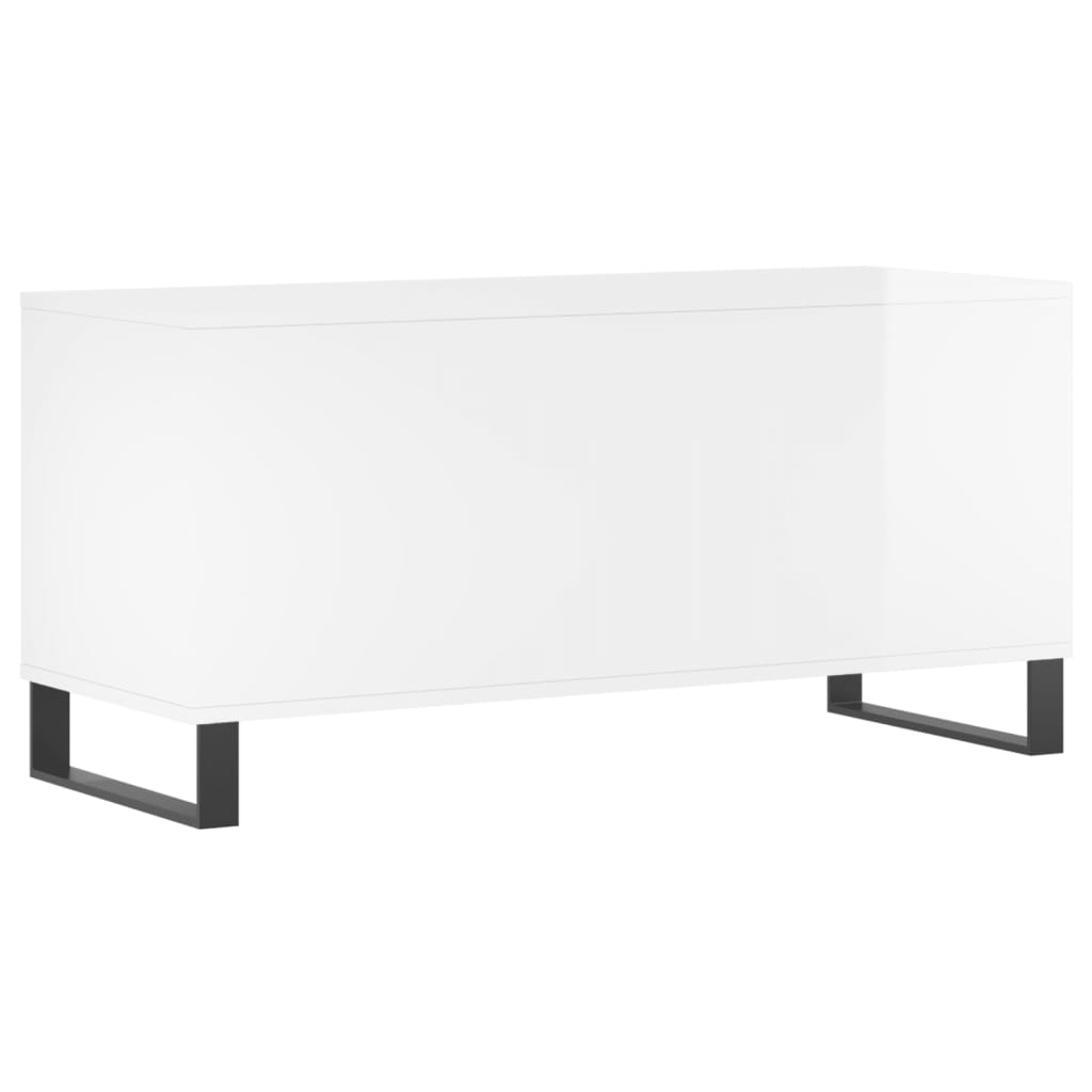 Record Cabinet High Gloss White 100x38x48 cm Engineered Wood