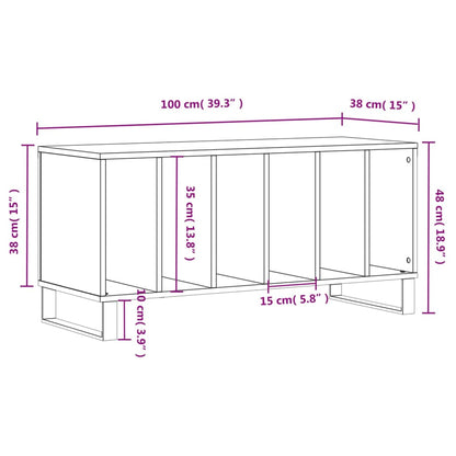 Record Cabinet Brown Oak 100x38x48 cm Engineered Wood