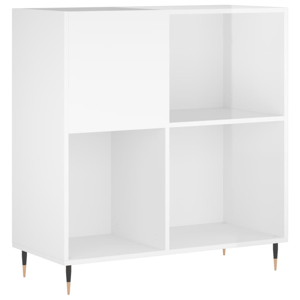 Record Cabinet High Gloss White 84.5x38x89 cm Engineered Wood