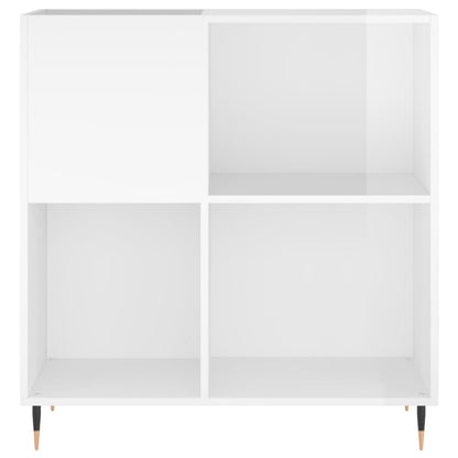 Record Cabinet High Gloss White 84.5x38x89 cm Engineered Wood