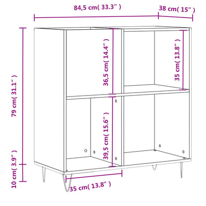 Record Cabinet Sonoma Oak 84.5x38x89 cm Engineered Wood