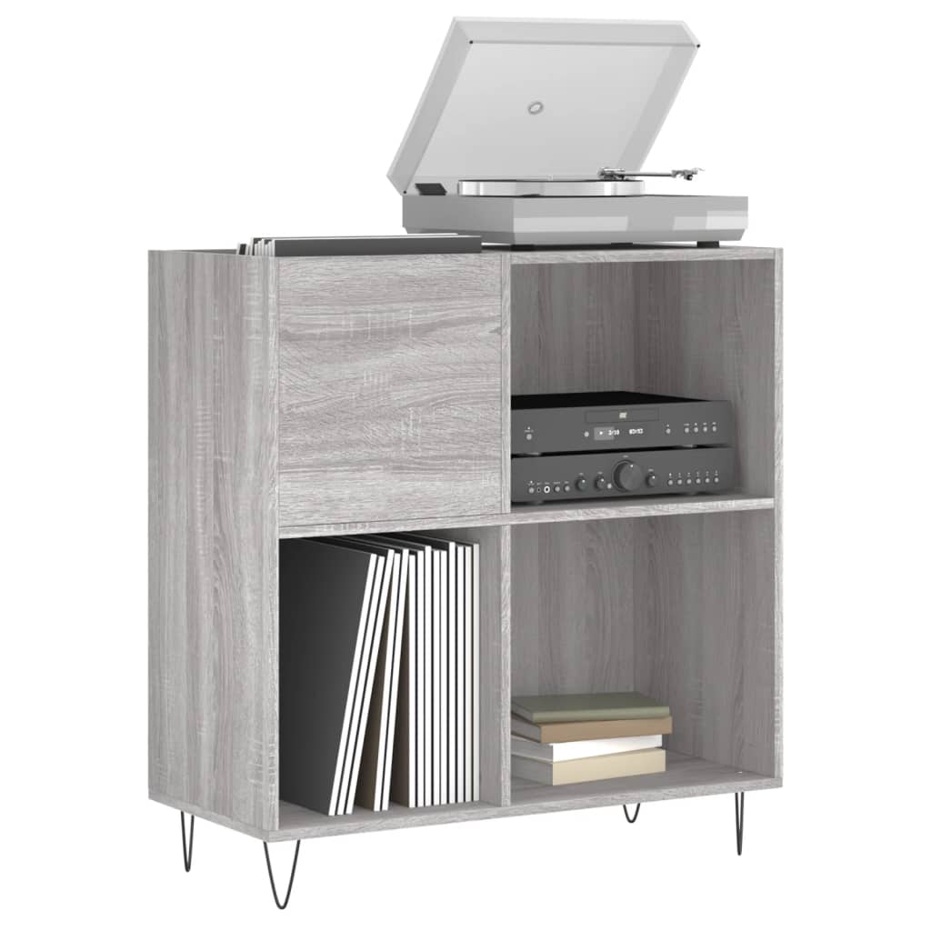 Record Cabinet Grey Sonoma 84.5x38x89 cm Engineered Wood