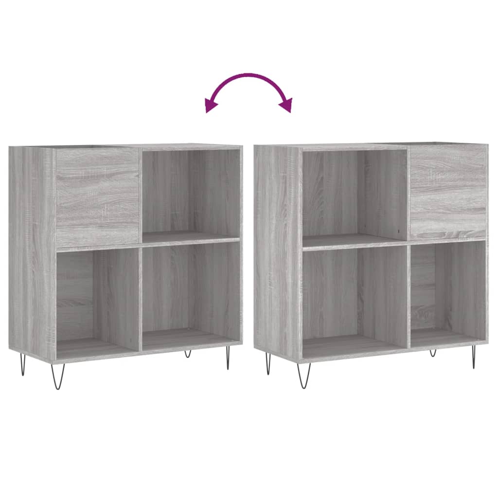 Record Cabinet Grey Sonoma 84.5x38x89 cm Engineered Wood