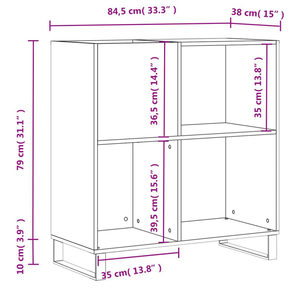 Record Cabinet Sonoma Oak 84.5x38x89 cm Engineered Wood