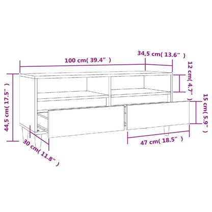 TV Cabinet Black 100x34.5x44.5 cm Engineered Wood