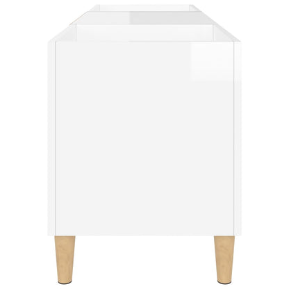 Record Cabinet High Gloss White 121x38x48 cm Engineered Wood