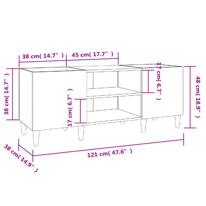 Record Cabinet Grey Sonoma 121x38x48 cm Engineered Wood