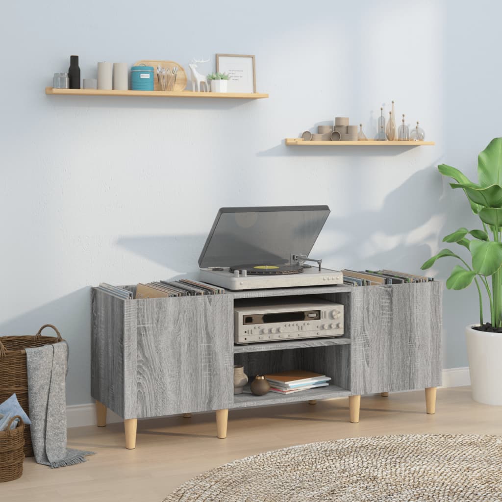 Record Cabinet Grey Sonoma 121x38x48 cm Engineered Wood