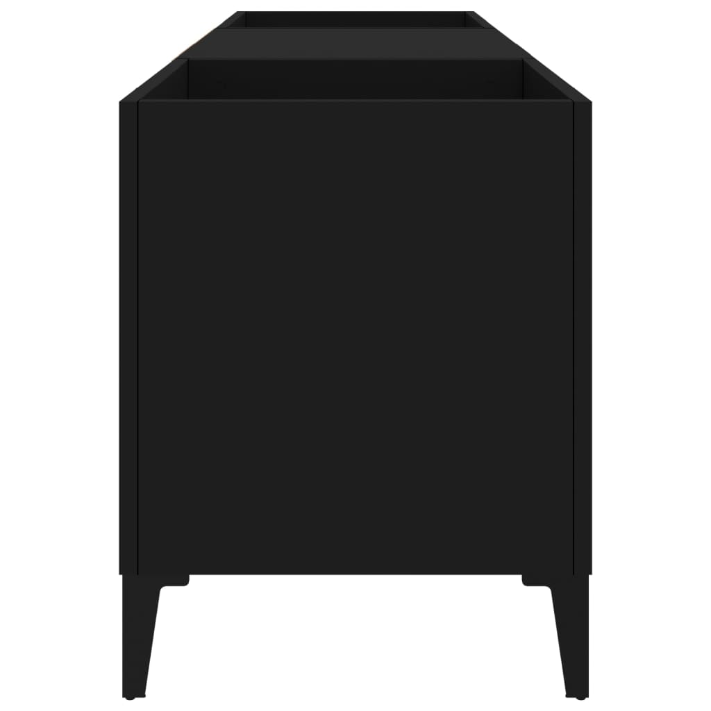 Record Cabinet Black 121x38x48 cm Engineered Wood