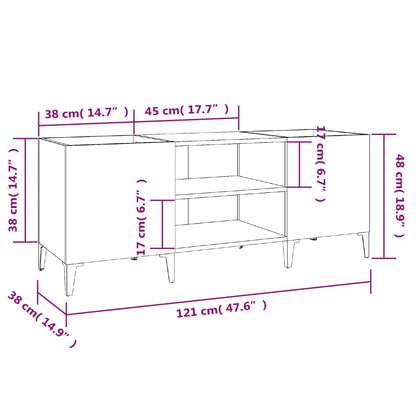 Record Cabinet Black 121x38x48 cm Engineered Wood