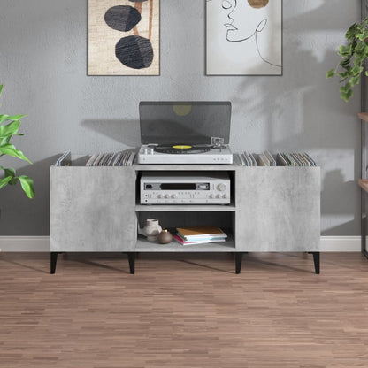 Record Cabinet Concrete Grey 121x38x48 cm Engineered Wood