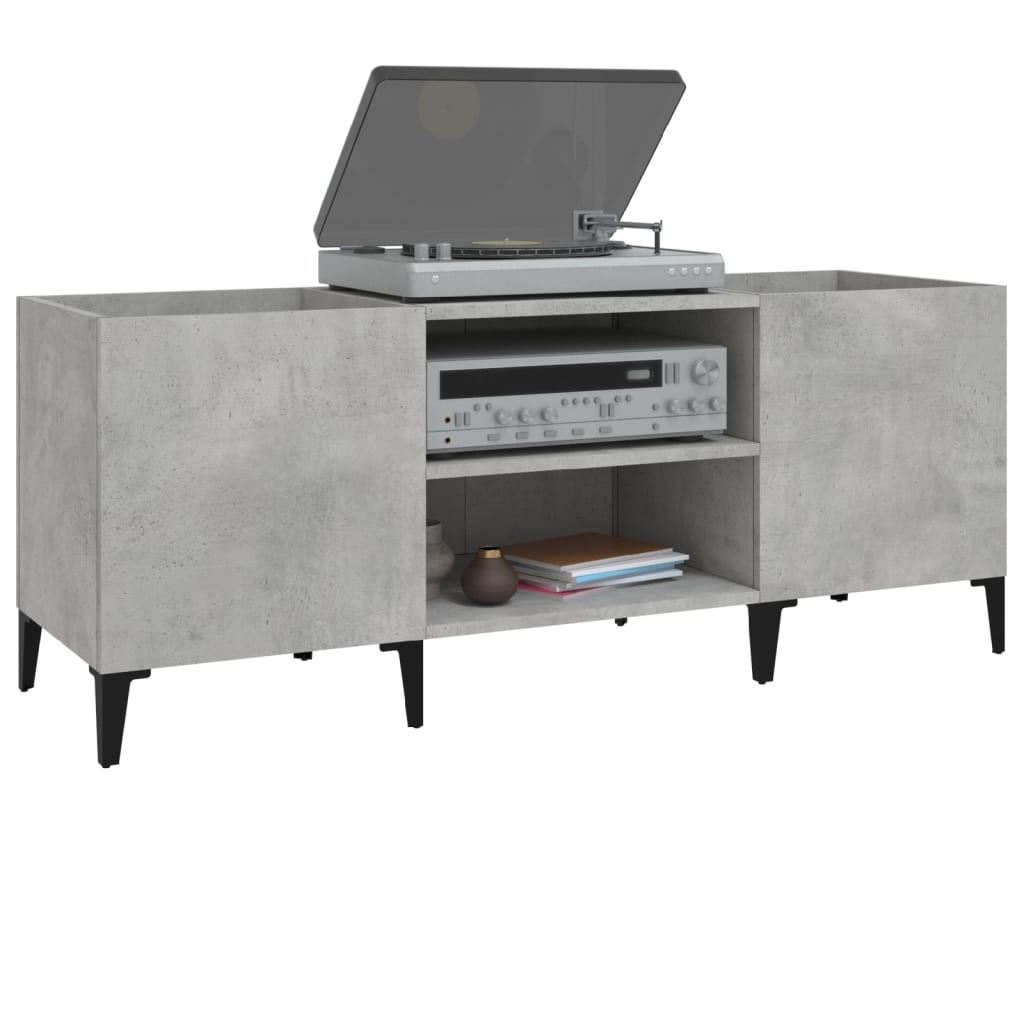 Record Cabinet Concrete Grey 121x38x48 cm Engineered Wood