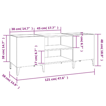 Record Cabinet Concrete Grey 121x38x48 cm Engineered Wood