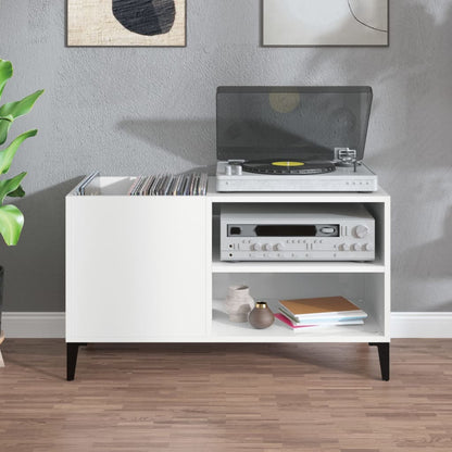 Record Cabinet High Gloss White 84.5x38x48 cm Engineered Wood