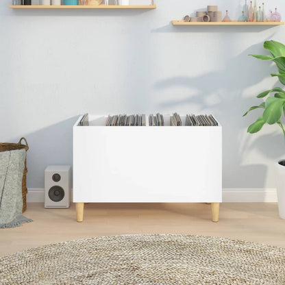 Record Cabinet High Gloss White 74.5x38x48 cm Engineered Wood