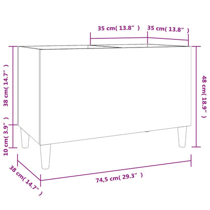 Record Cabinet High Gloss White 74.5x38x48 cm Engineered Wood