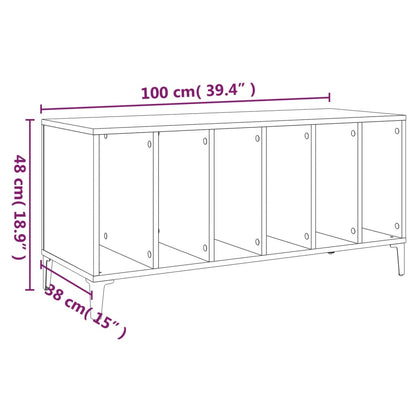 Record Cabinet Brown Oak 100x38x48 cm Engineered Wood