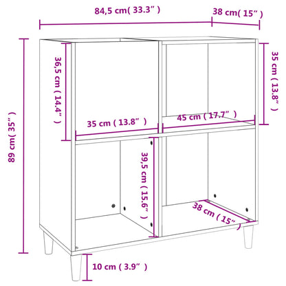 Record Cabinet Concrete Grey 84.5x38x89 cm Engineered Wood