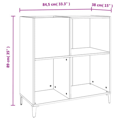 Record Cabinet Brown Oak 84.5x38x89 cm Engineered Wood