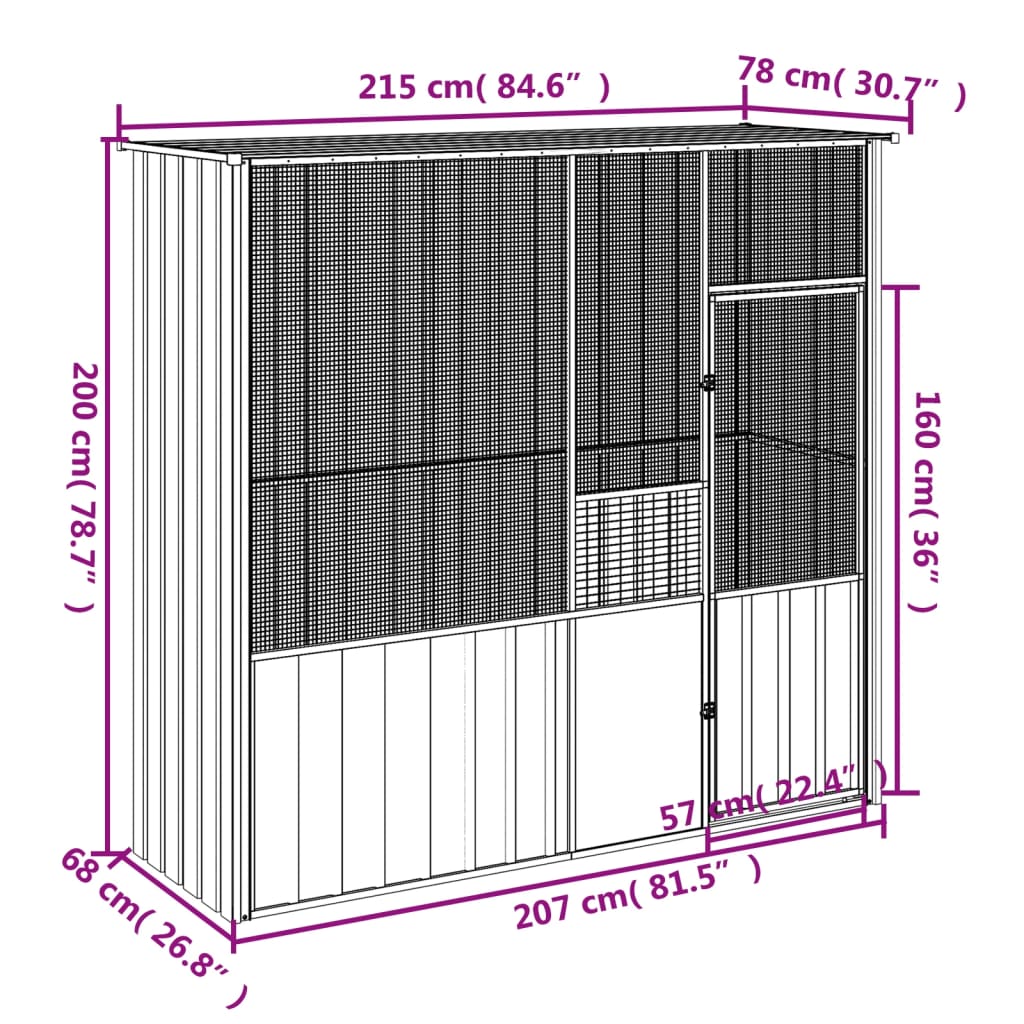 Bird Cage Anthracite 215x78x200 cm Galvanised Steel