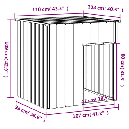 Dog House with Roof Light Grey 110x103x109 cm Galvanised Steel