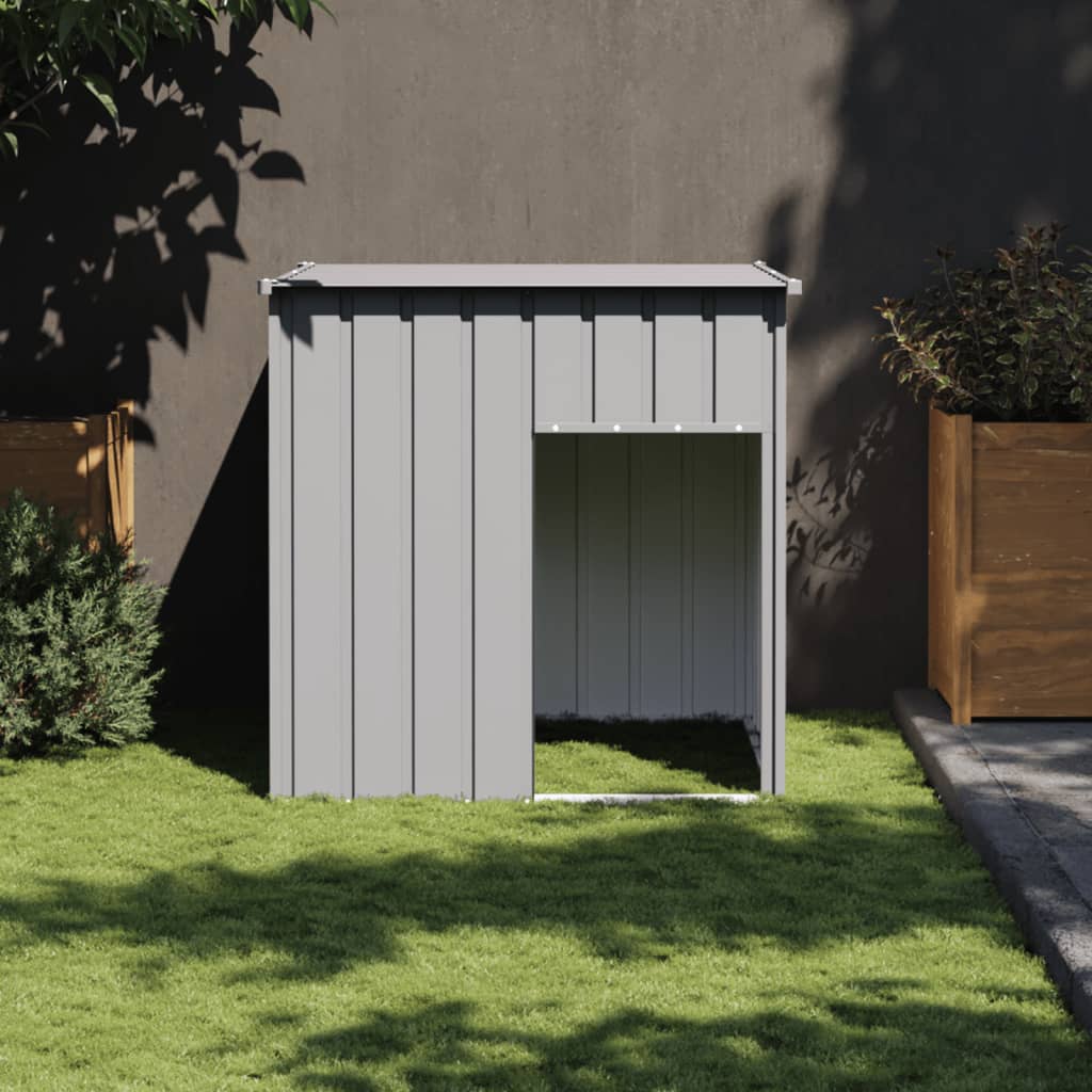 Dog House with Roof Light Grey 110x103x109 cm Galvanised Steel