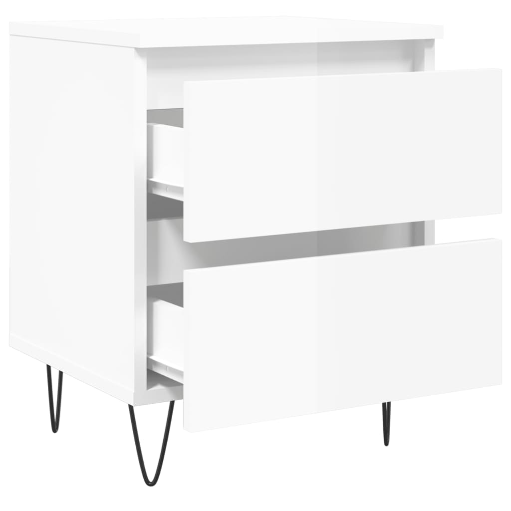 Bedside Cabinet High Gloss White 40x35x50 cm Engineered Wood