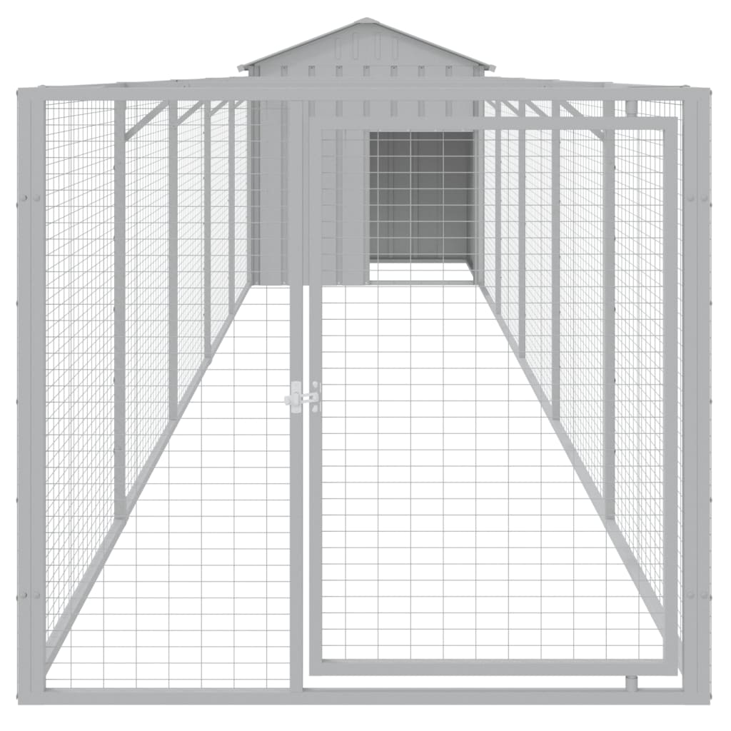 Dog House with Roof Light Grey 117x609x123 cm Galvanised Steel