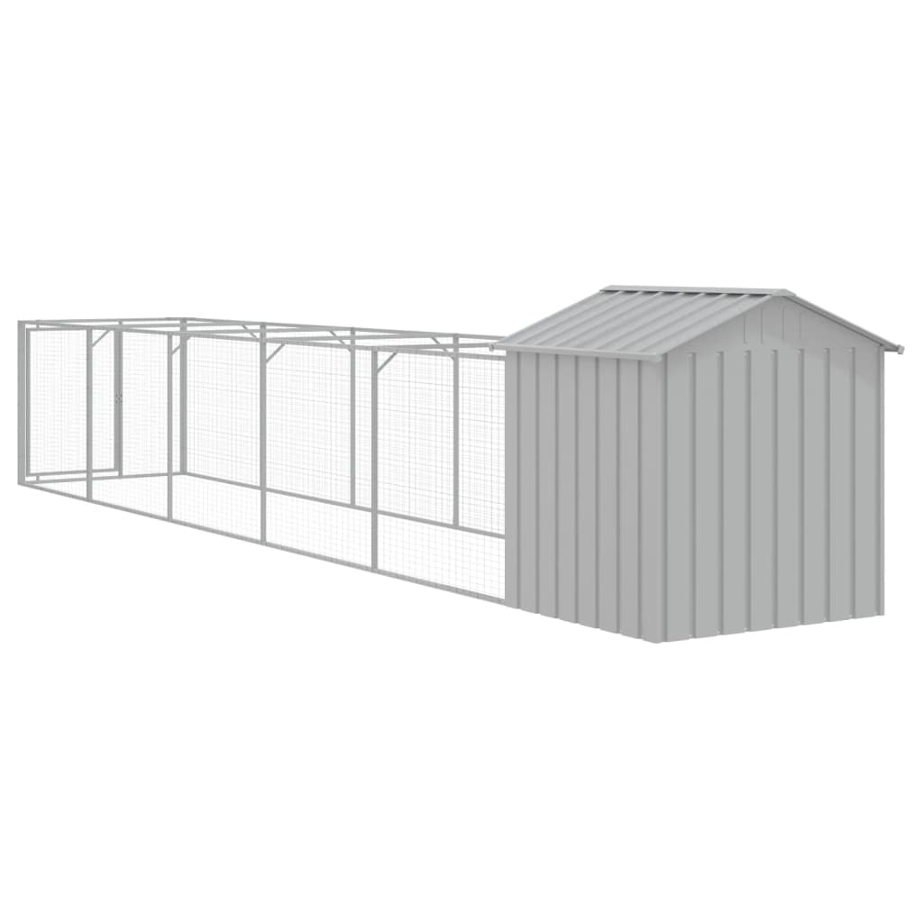 Dog House with Roof Light Grey 117x609x123 cm Galvanised Steel