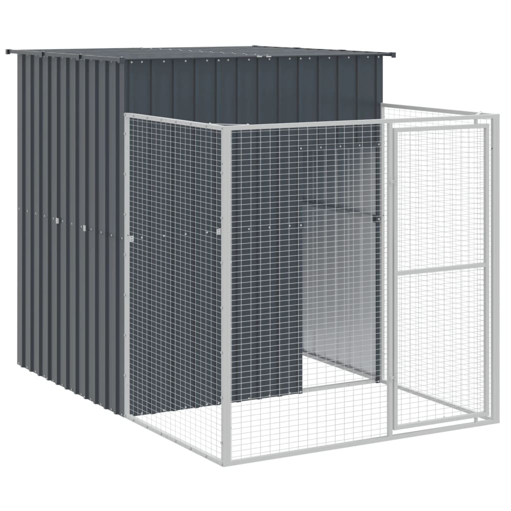 Dog House with Run Anthracite 165x455x181 cm Galvanised Steel