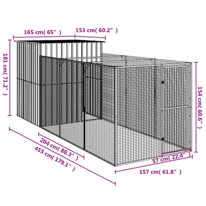 Dog House with Run Anthracite 165x455x181 cm Galvanised Steel