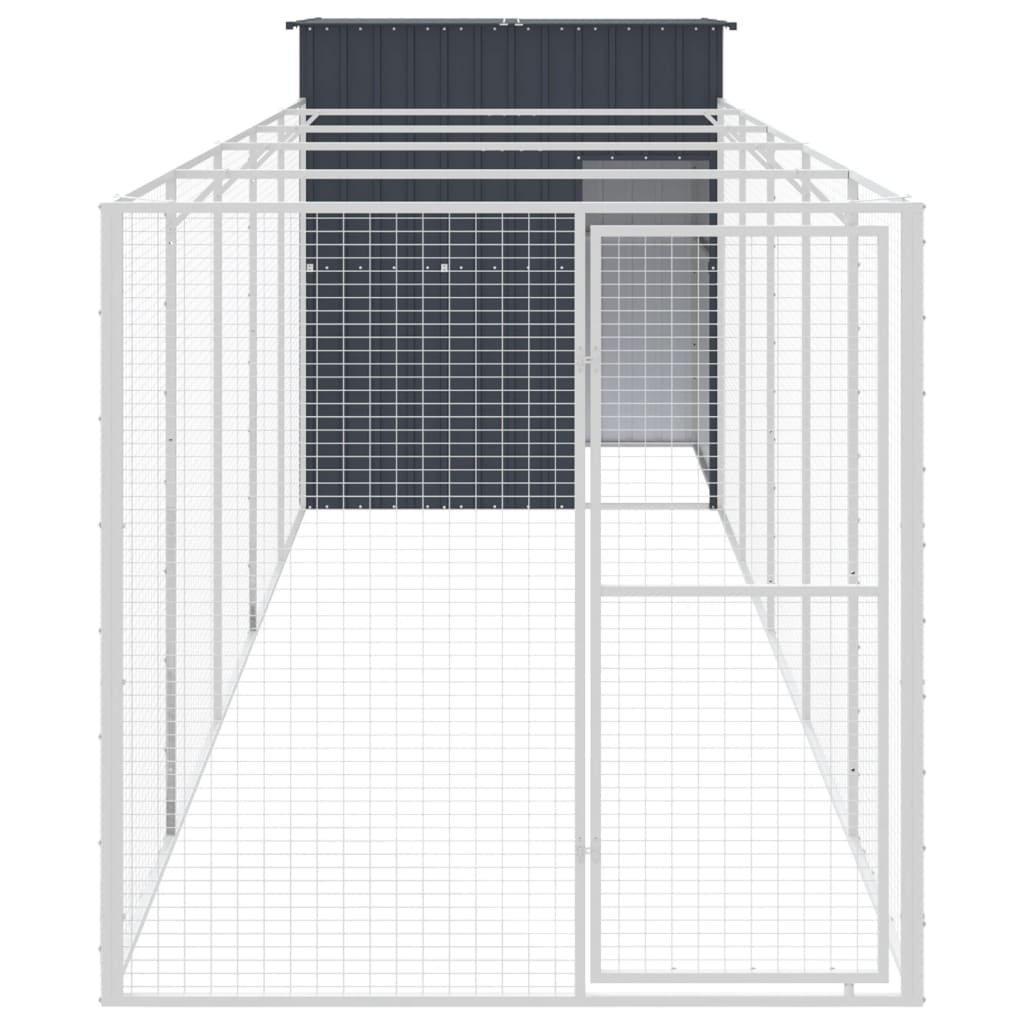 Dog House with Run Anthracite 165x659x181 cm Galvanised Steel