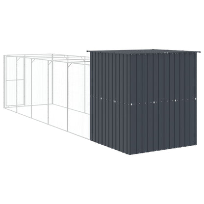 Dog House with Run Anthracite 165x659x181 cm Galvanised Steel