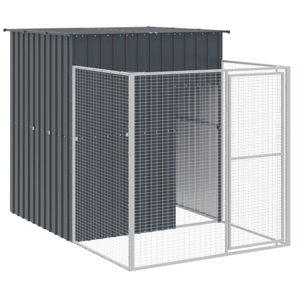 Dog House with Run Anthracite 165x659x181 cm Galvanised Steel