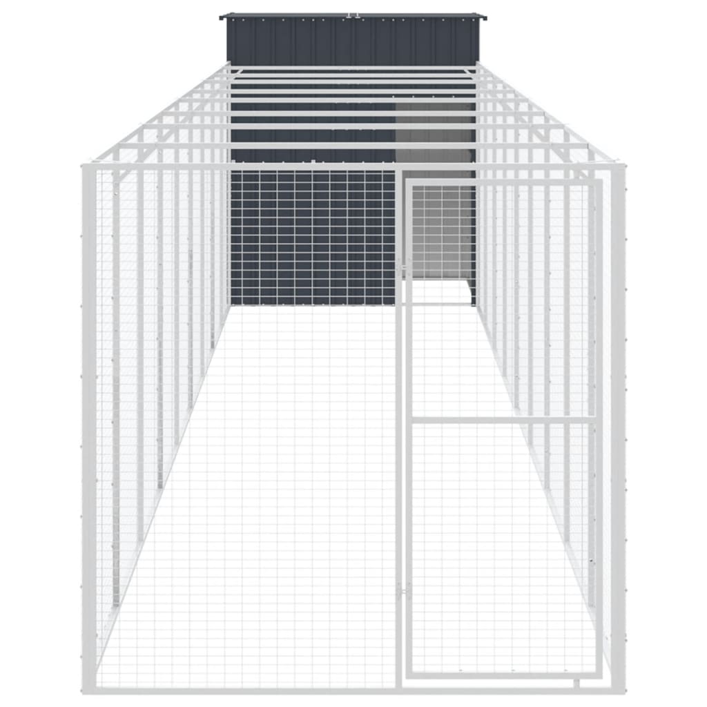 Dog House with Run Anthracite 165x1067x181 cm Galvanised Steel